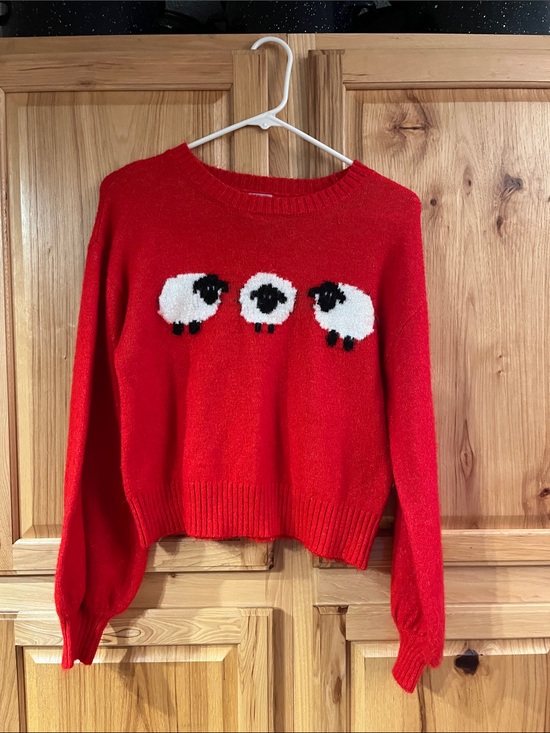 Francesca's Collections Sweaters - Miami for Francesca's Red Cropped Sweater with Sheep Motif, size M - EUC